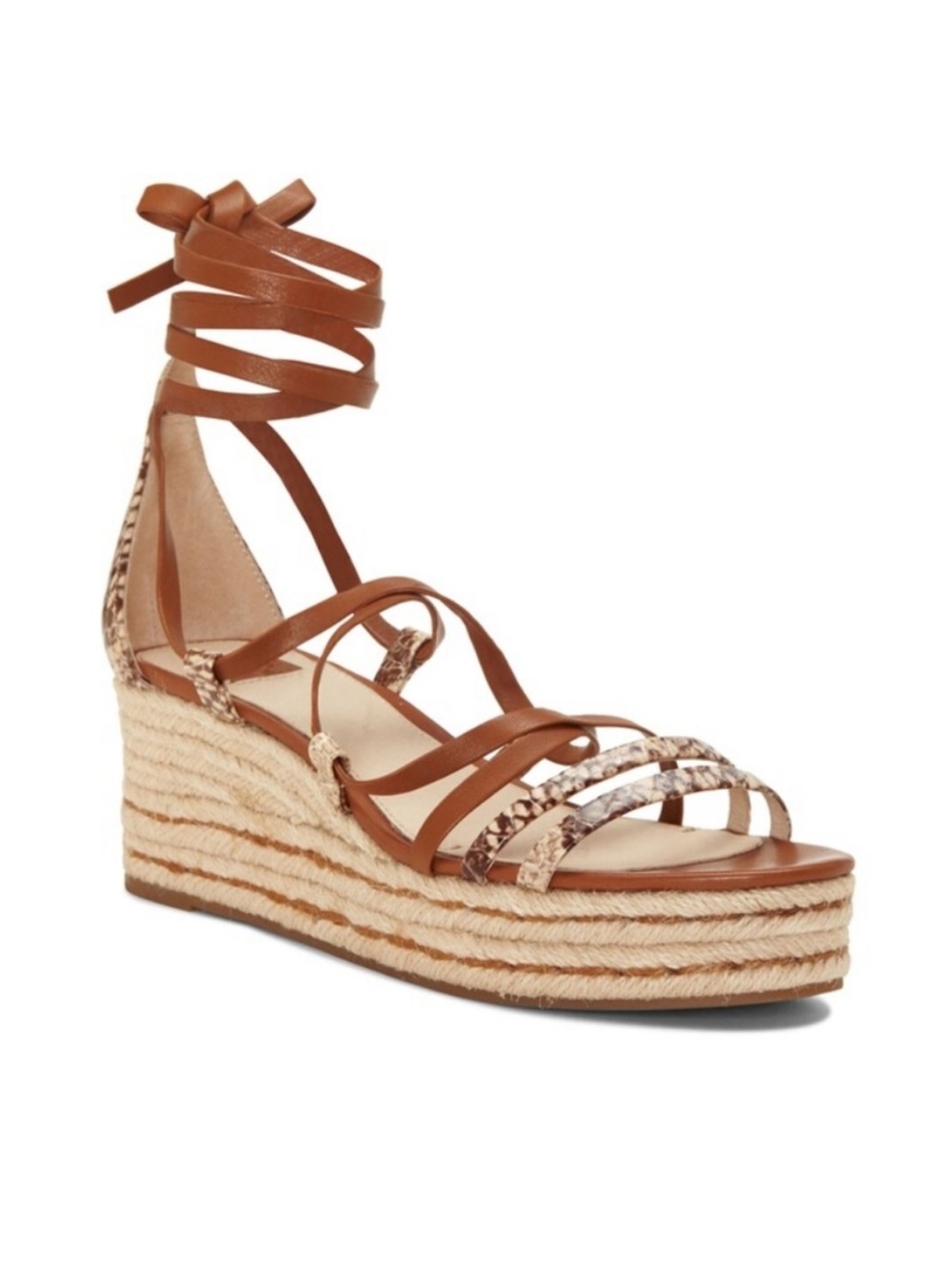 Louise et Cie Women’s Brown Wrap Espadrille Wedge Sandals